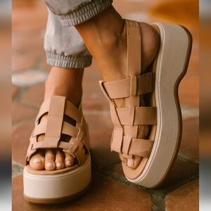 Sorel Dayspring Slingback 2" Platform EVA Foam Leather In Honeybeige Sandals NWT